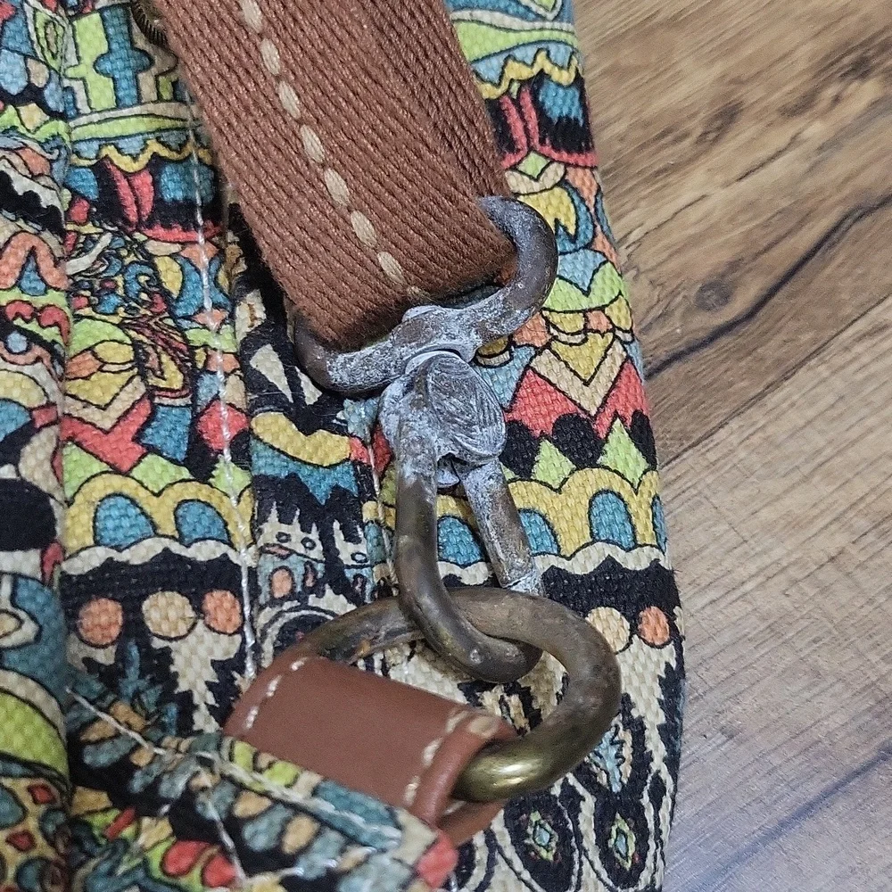 SAKROOT Blue Orange Boho Convertible Drawstrimg Backpack Elephant Tassel Key Fob